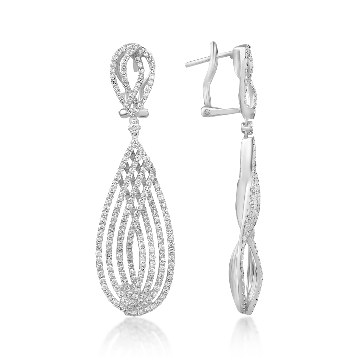 Обеци от 18 карата бяло злато с диаманти от 3,98 карата