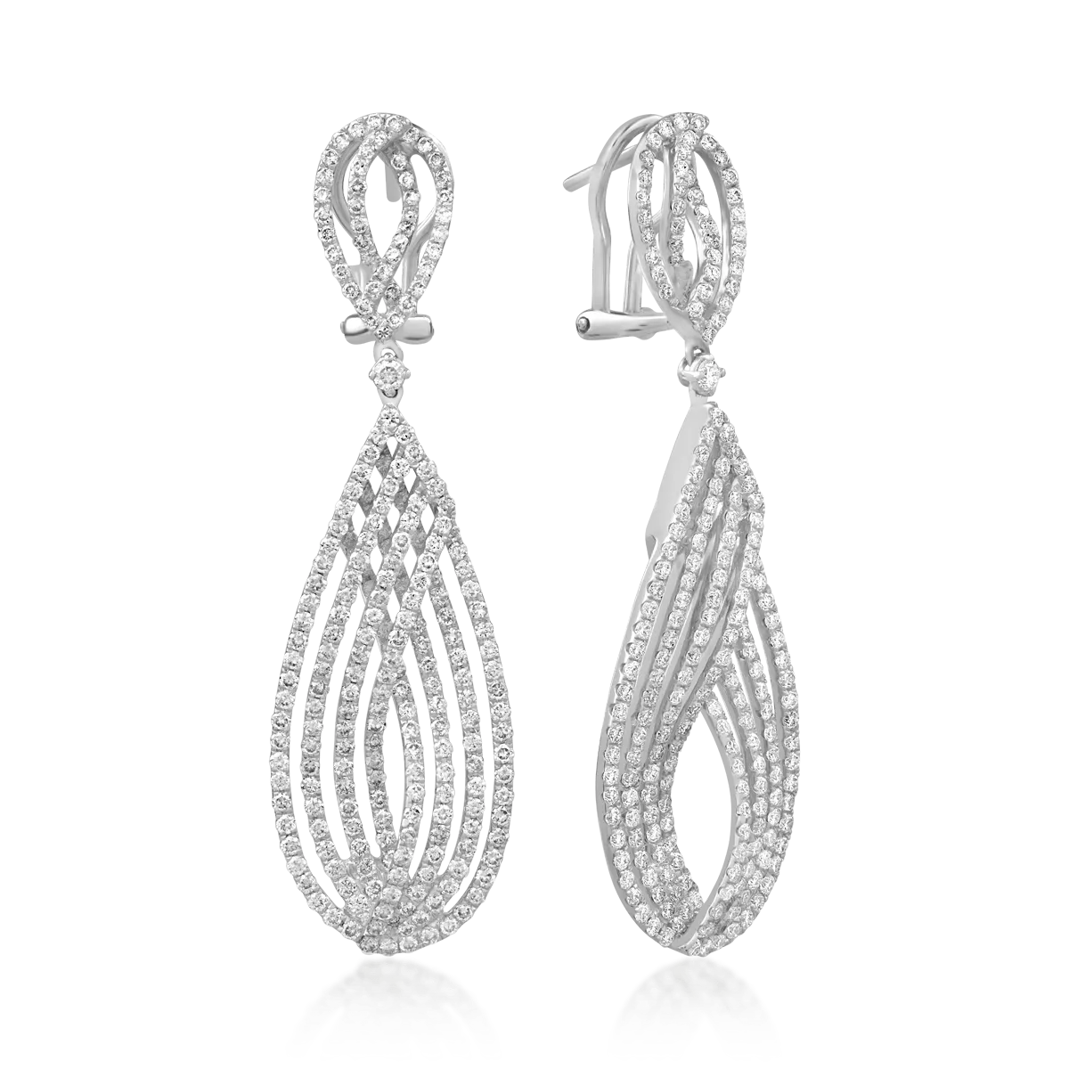 18K white gold earrings with diamonds of 3.98ct