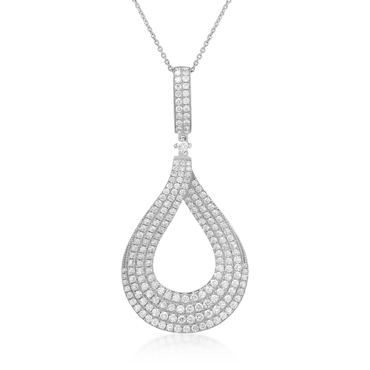 Lant cu pandantiv din aur alb cu diamante de 2.56ct