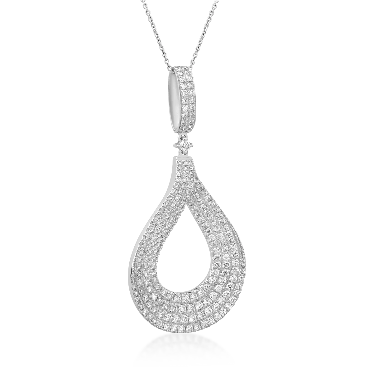 Lant cu pandantiv din aur alb cu diamante de 2.56ct