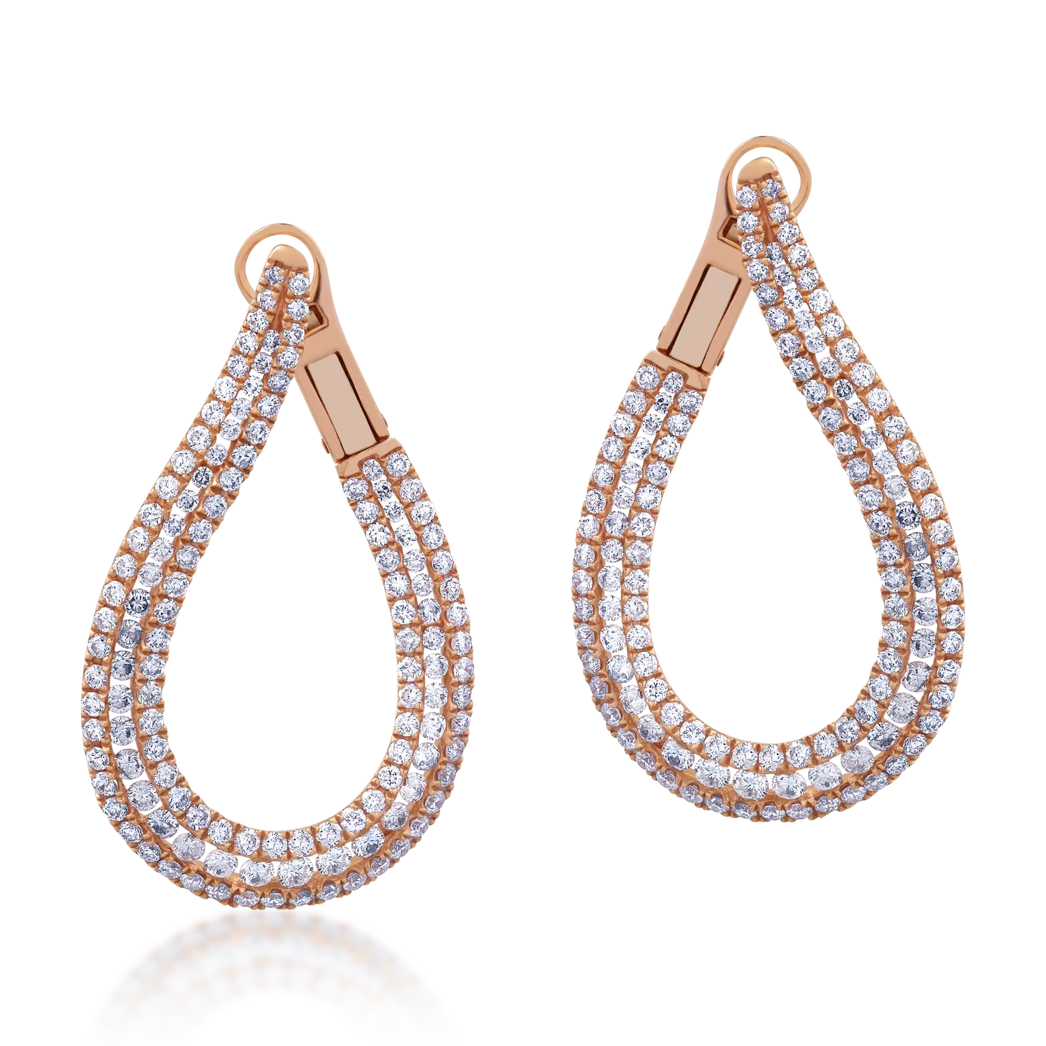 18K rose gold earrings with 3.81ct diamonds