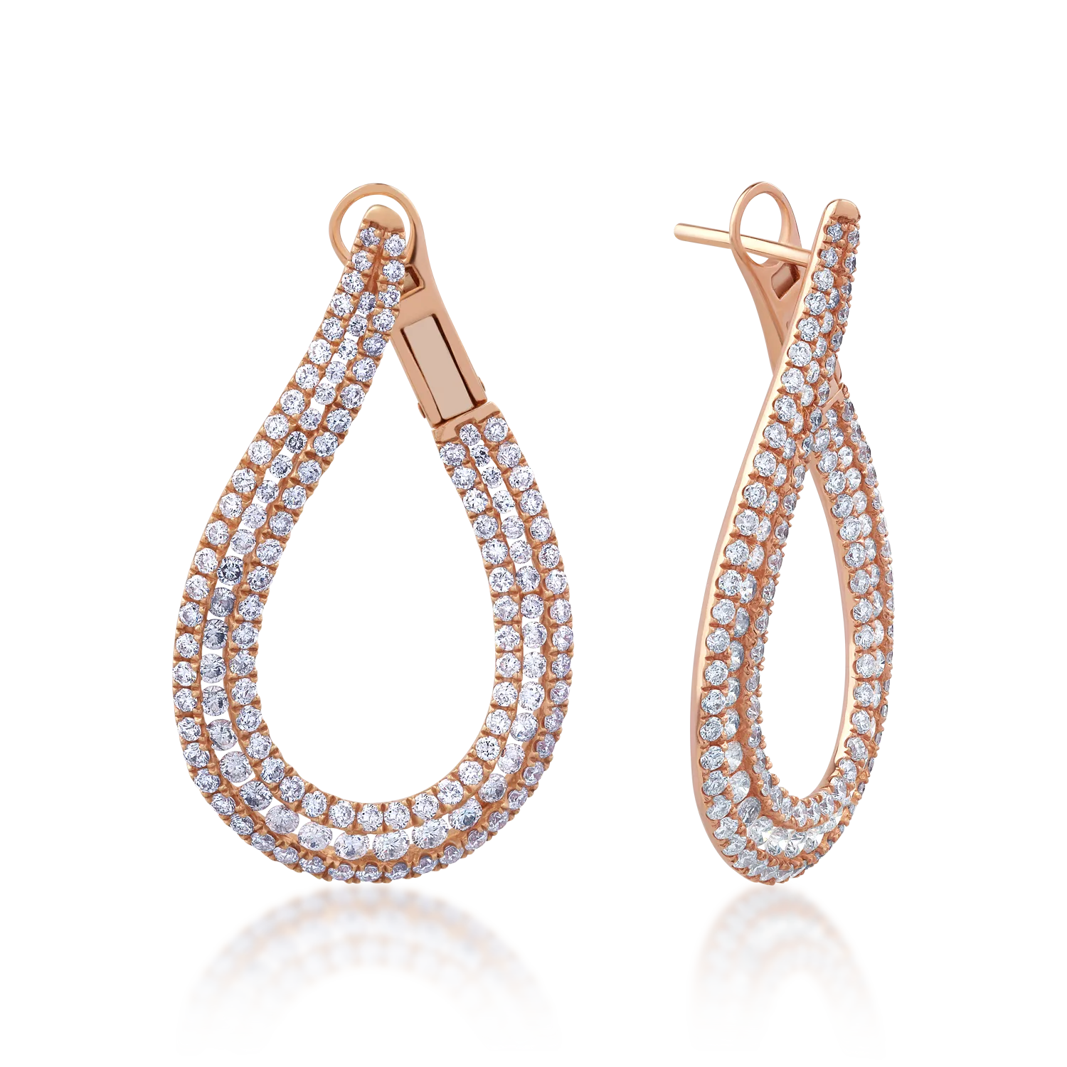 18K rose gold earrings with 3.81ct diamonds