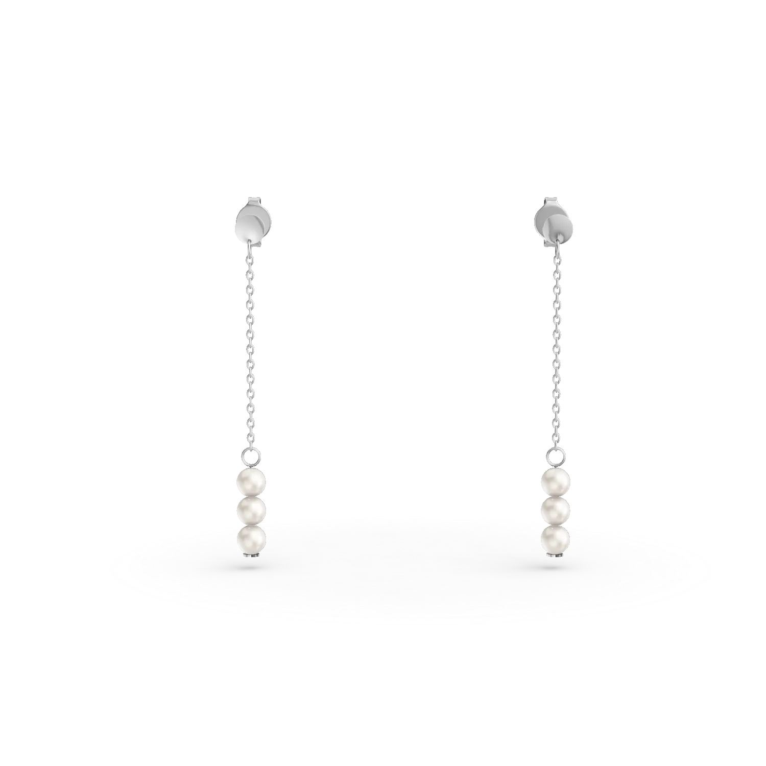 14K white gold long earrings