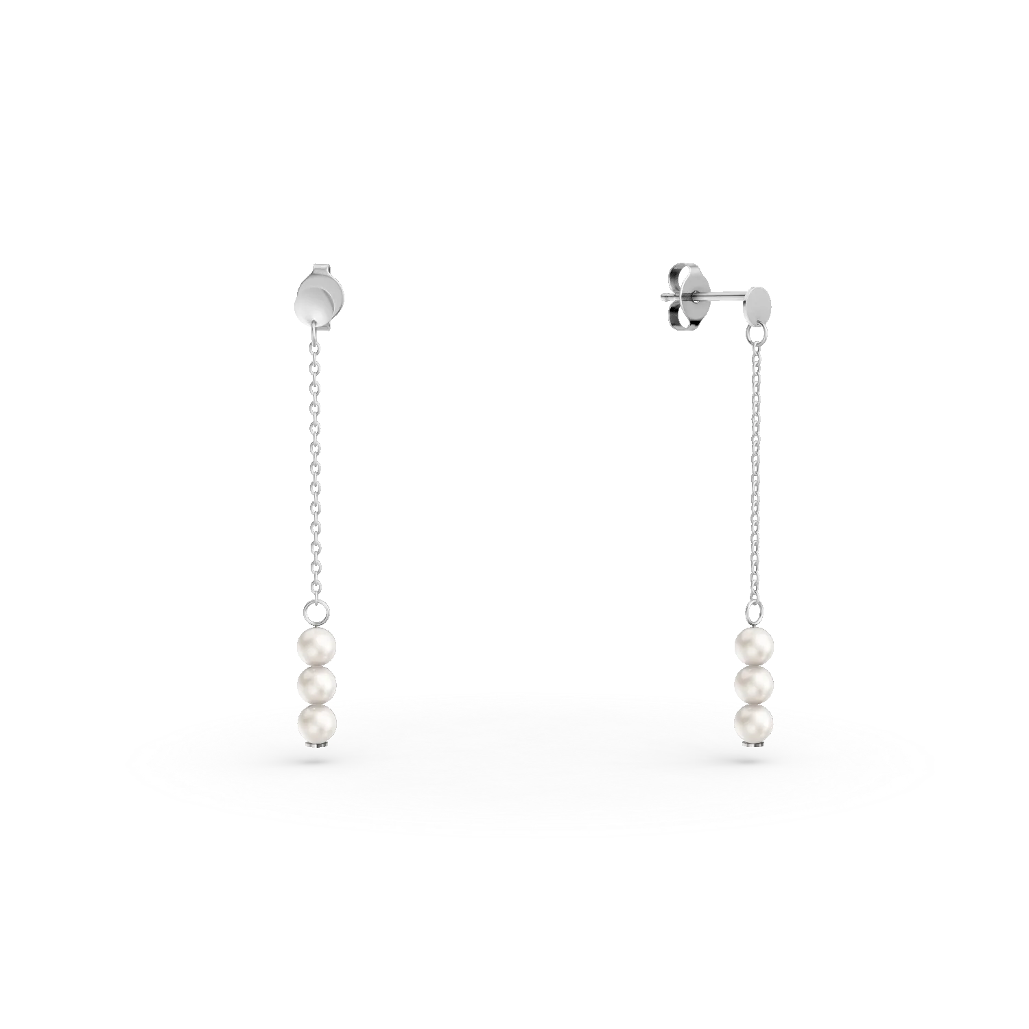 Cercei lungi din aur alb