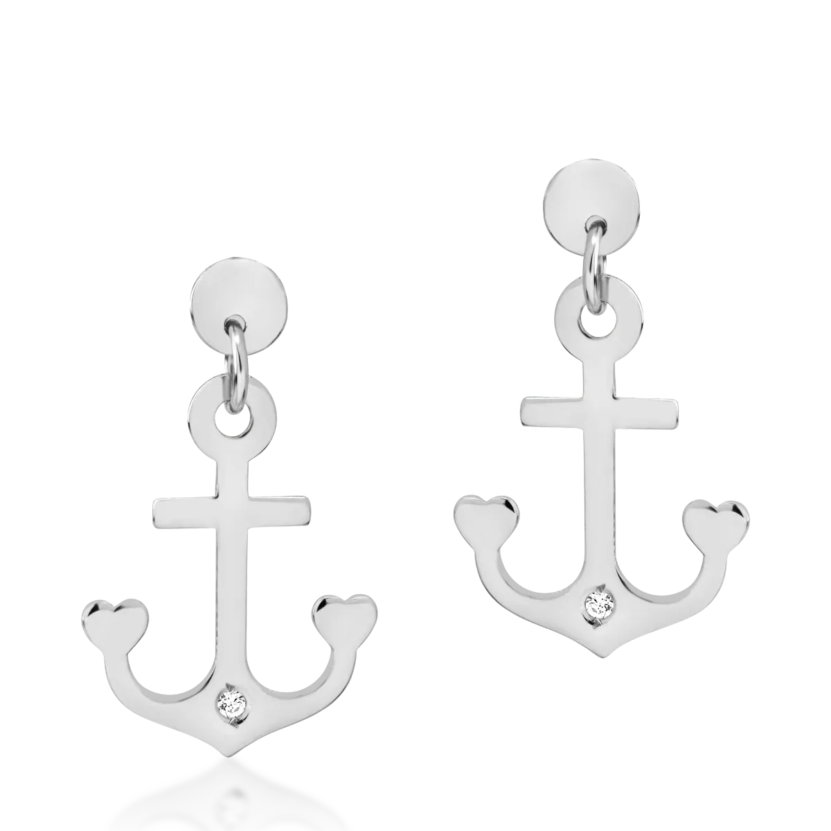 Cercei ancora din aur alb de 14K-106131