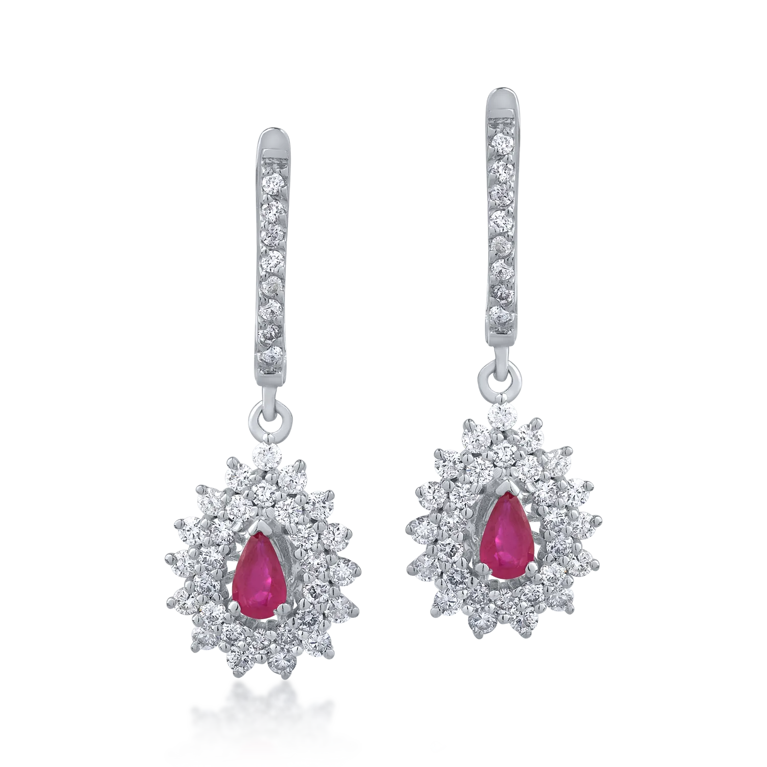 18K white gold earrings with 0.4ct rubies and 0.97ct diamonds