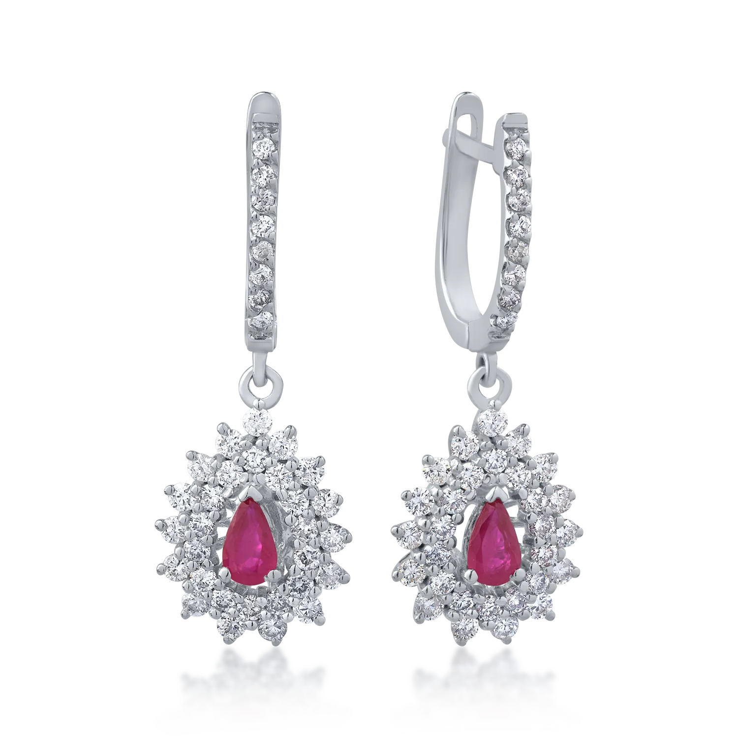 18K white gold earrings with 0.4ct rubies and 0.97ct diamonds