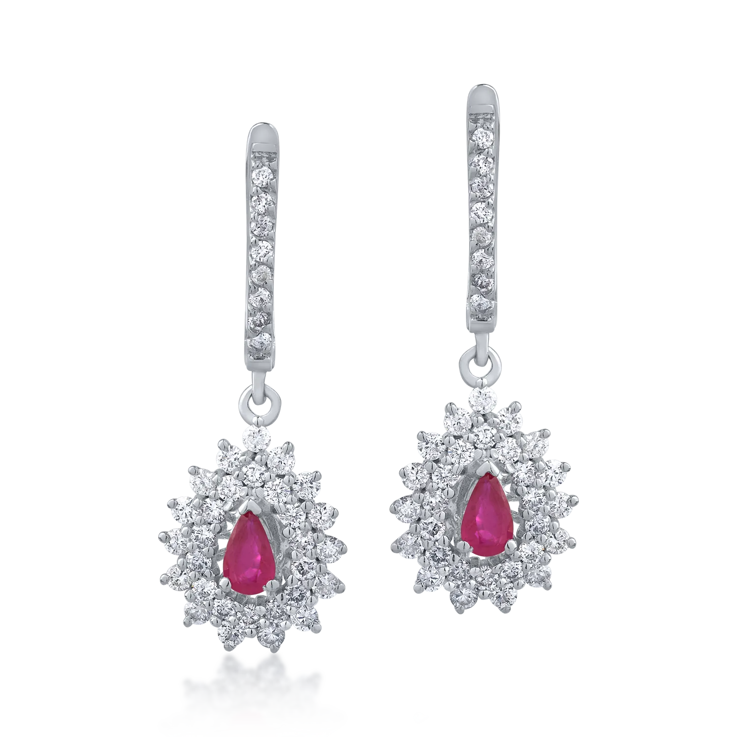 18K white gold earrings with 0.4ct rubies and 0.97ct diamonds-106132