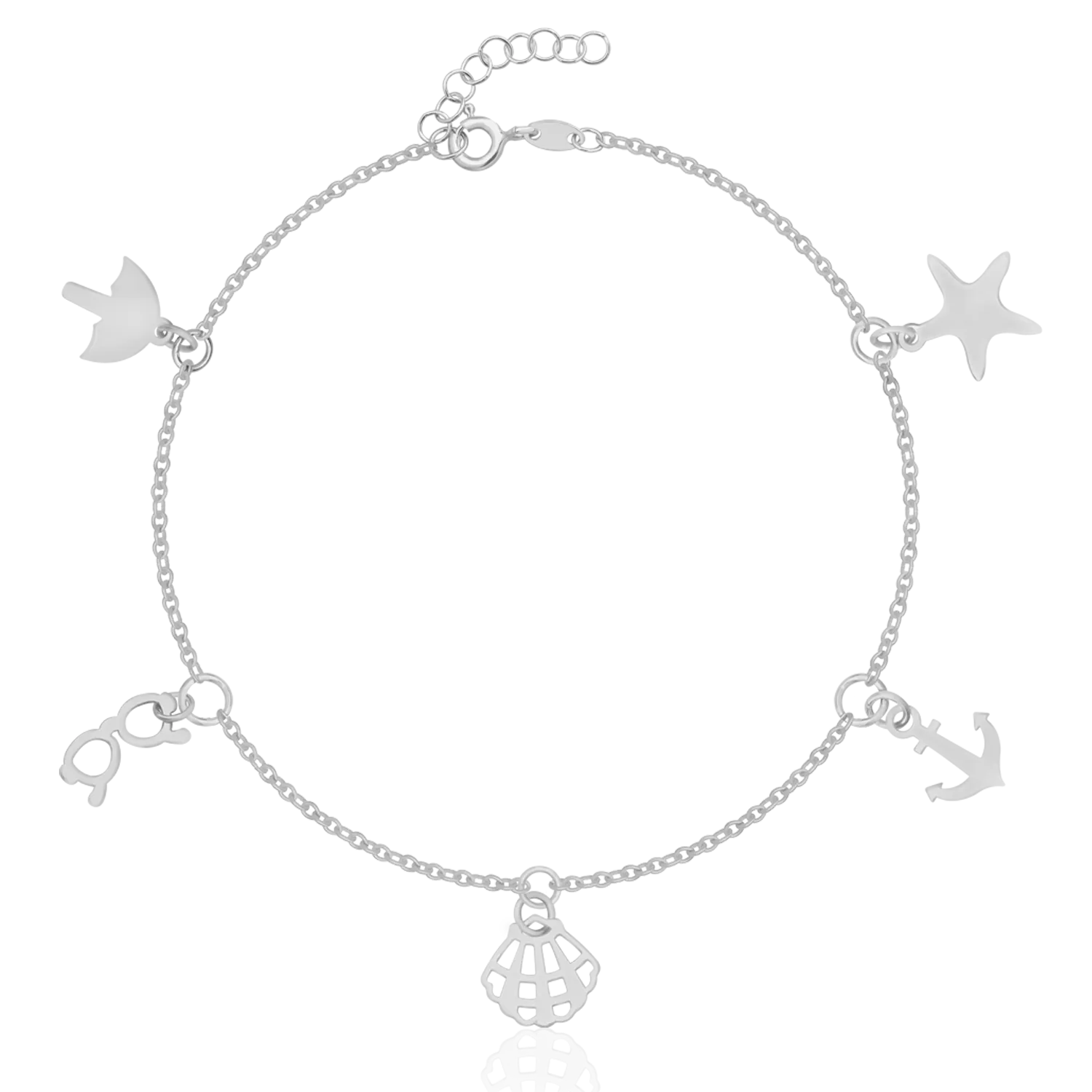 Bratara de picior din aur alb de 14K-106153