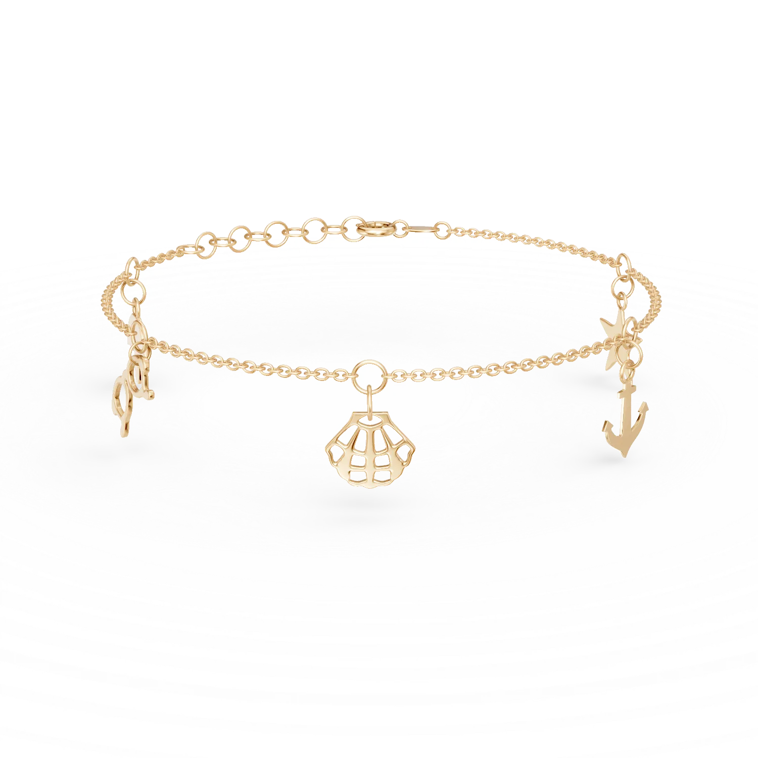 14K yellow gold ankle bracelet with charms-106155