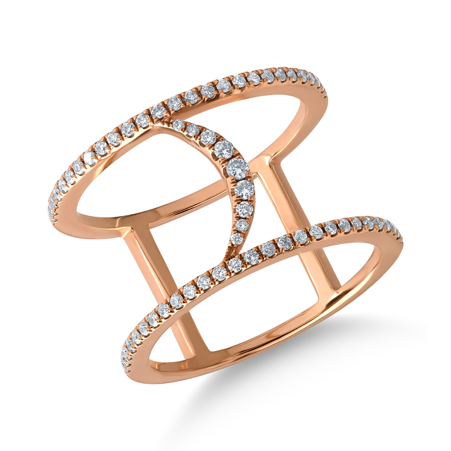 18K rose gold ring with 0.34ct diamonds