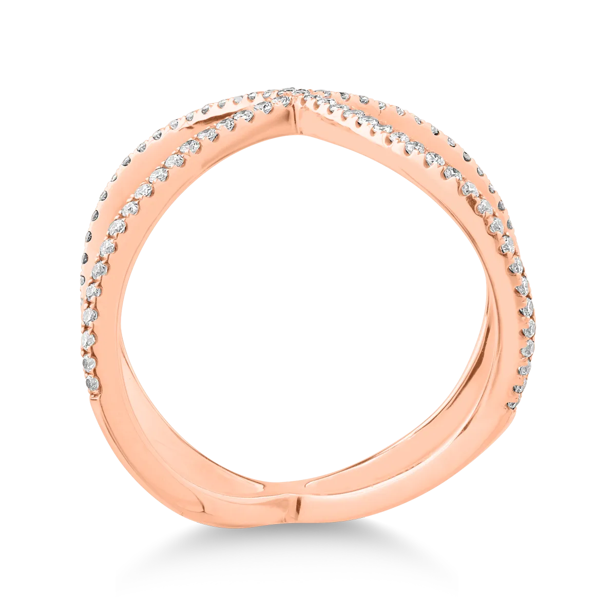 Inel din aur roz de 18K cu diamante de 0.32ct