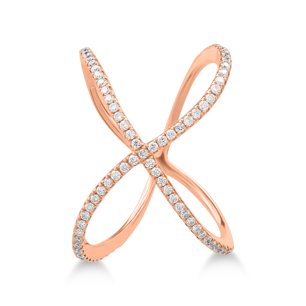 18K rose gold ring with 0.32ct diamonds
