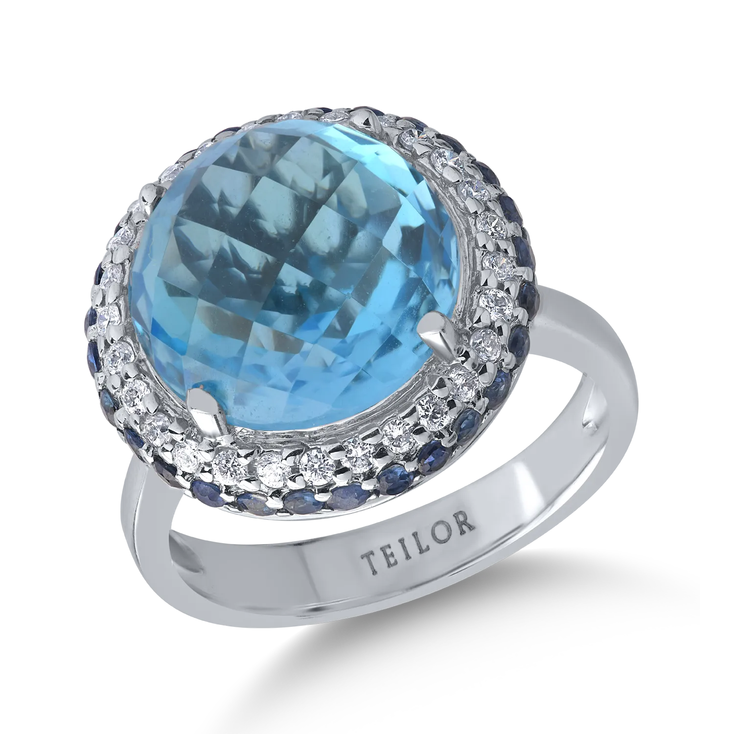 Inel din aur alb cu pietre pretioase si semipretioase de 9.6ct