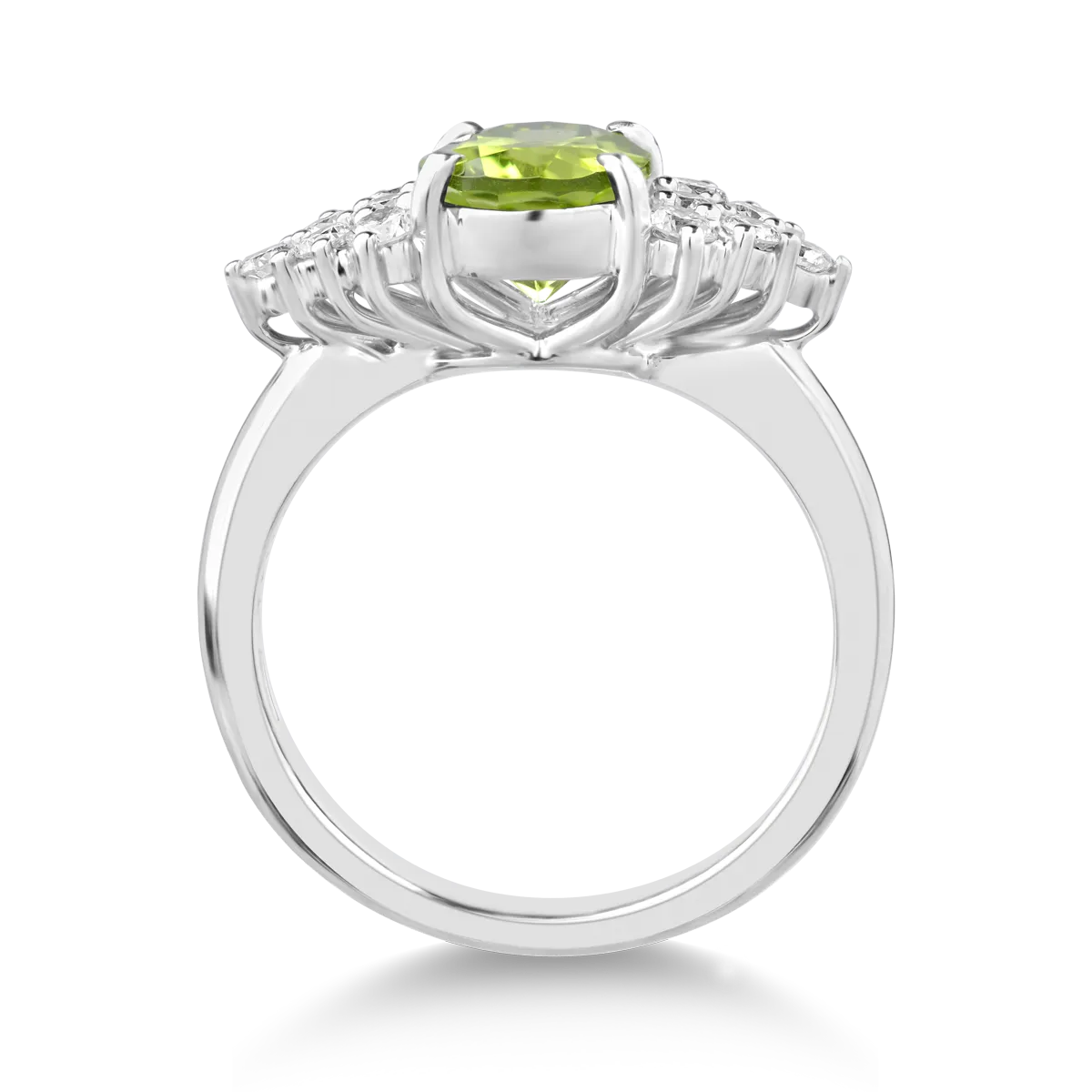 18K white gold ring with 2.18ct peridot and 0.46ct diamonds