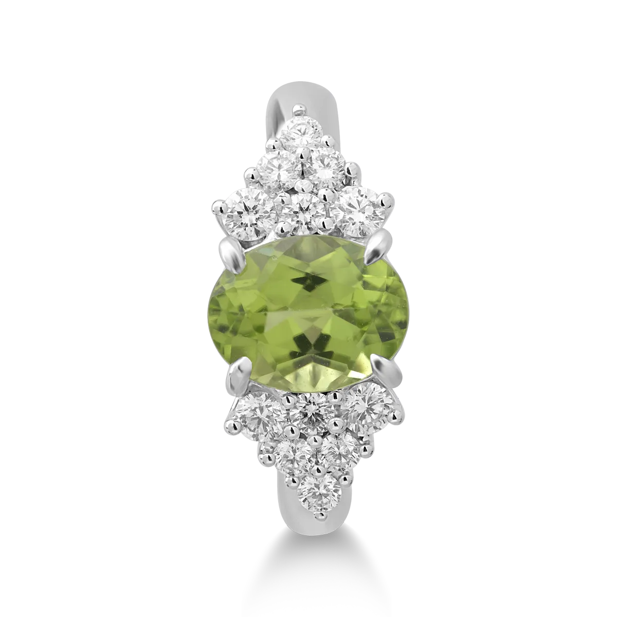 Inel din aur alb de 18K cu peridot de 2.18ct si diamante de 0.46ct - 2 | YEO