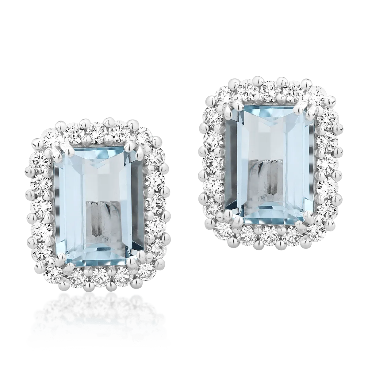 18K white gold earrings with 2.96ct aquamarine and 0.52ct diamonds