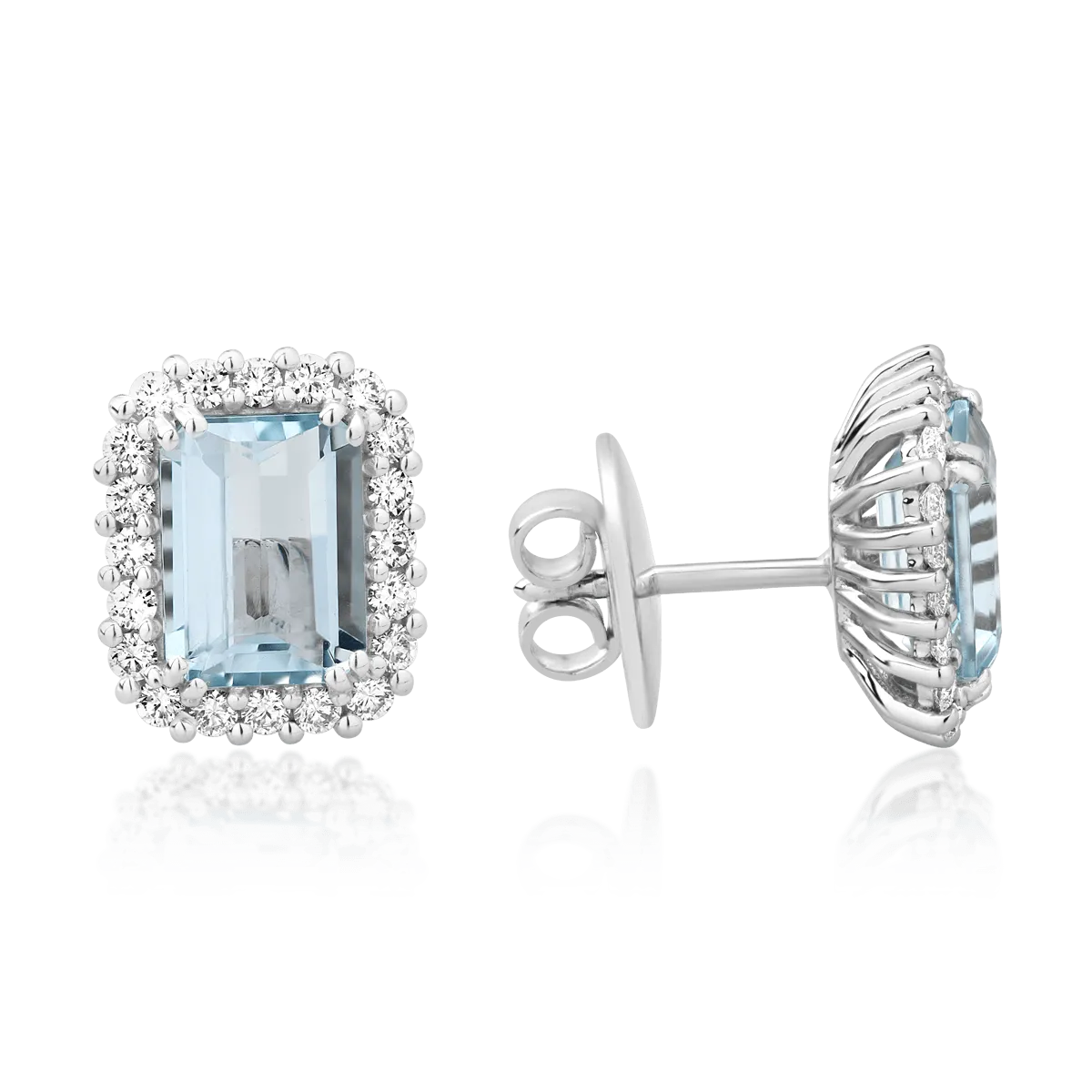 18K white gold earrings with 2.96ct aquamarine and 0.52ct diamonds