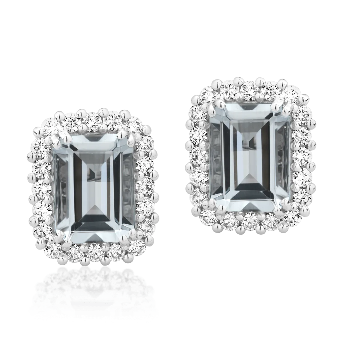 18k fehér arany fülbevaló 1.85ct Aquamarines és gyémánt 0,46ct
