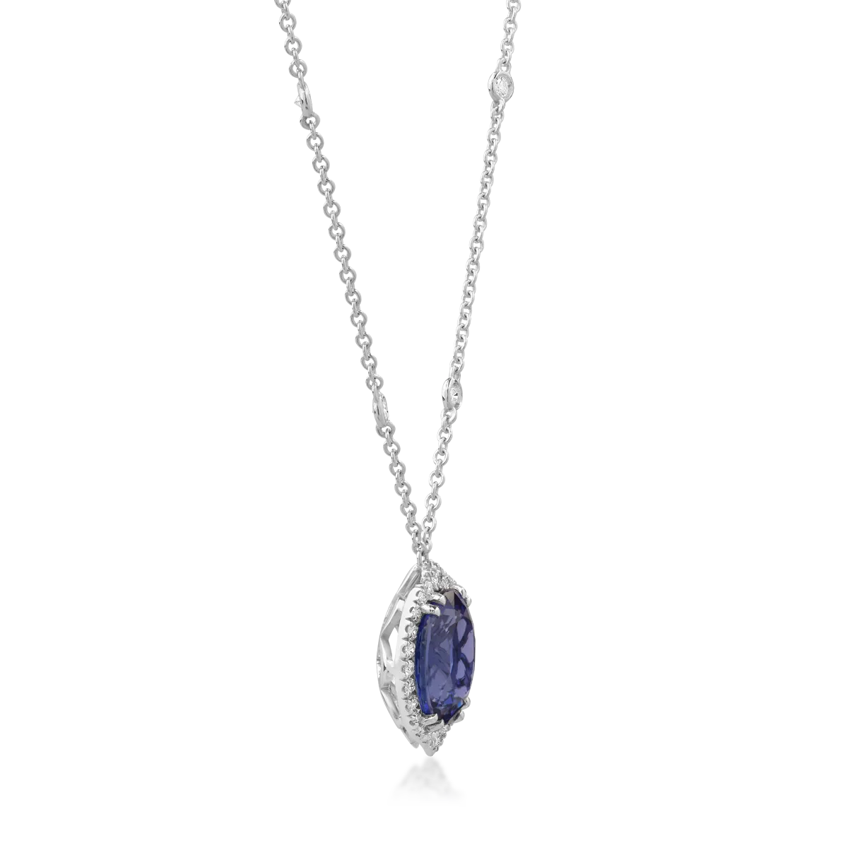 18k fehér arany medál 4.2ct tanzanite és gyémánt 0.5ct