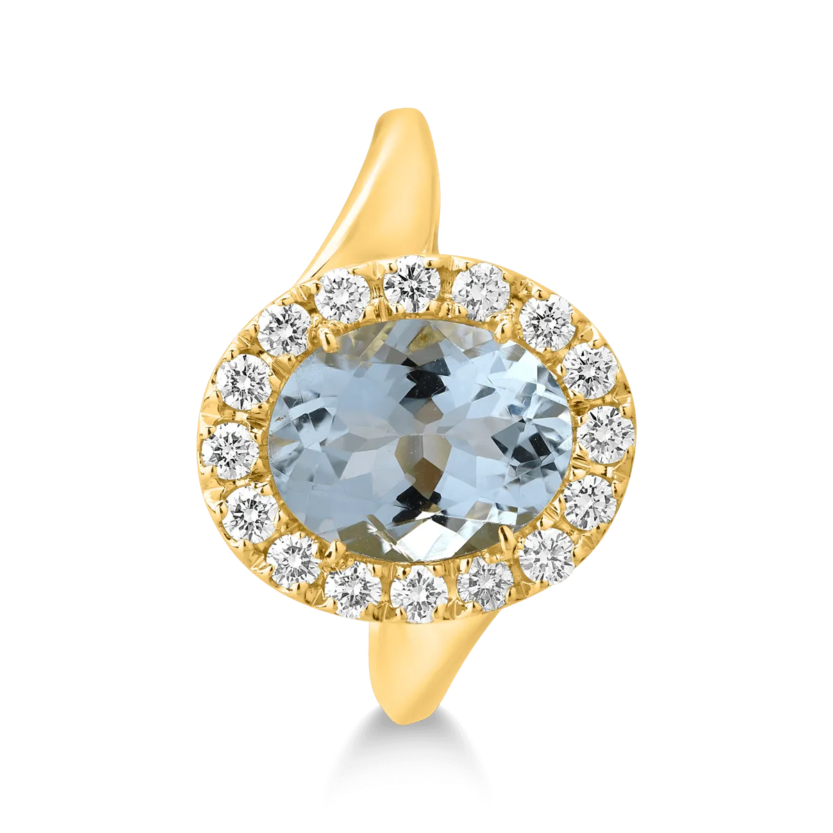 18K yellow gold ring with 2.42ct aquamarine and 0.4ct diamonds