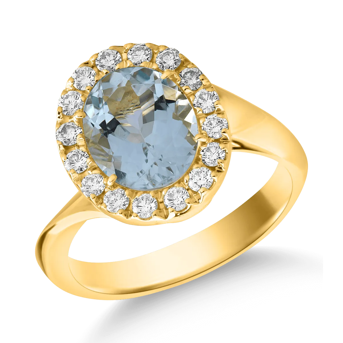 18K yellow gold ring with 2.42ct aquamarine and 0.4ct diamonds-106259