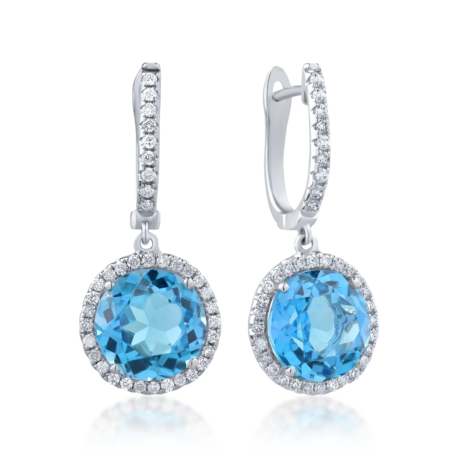 18K white gold earrings with 7.87ct blue topazes and 0.41ct diamonds
