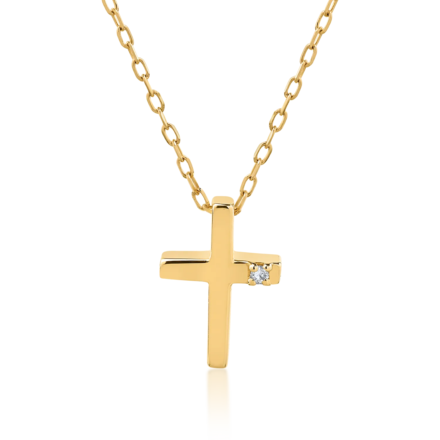 Lant cu pandantiv din aur galben de 18K cu diamant solitaire de 0.006ct