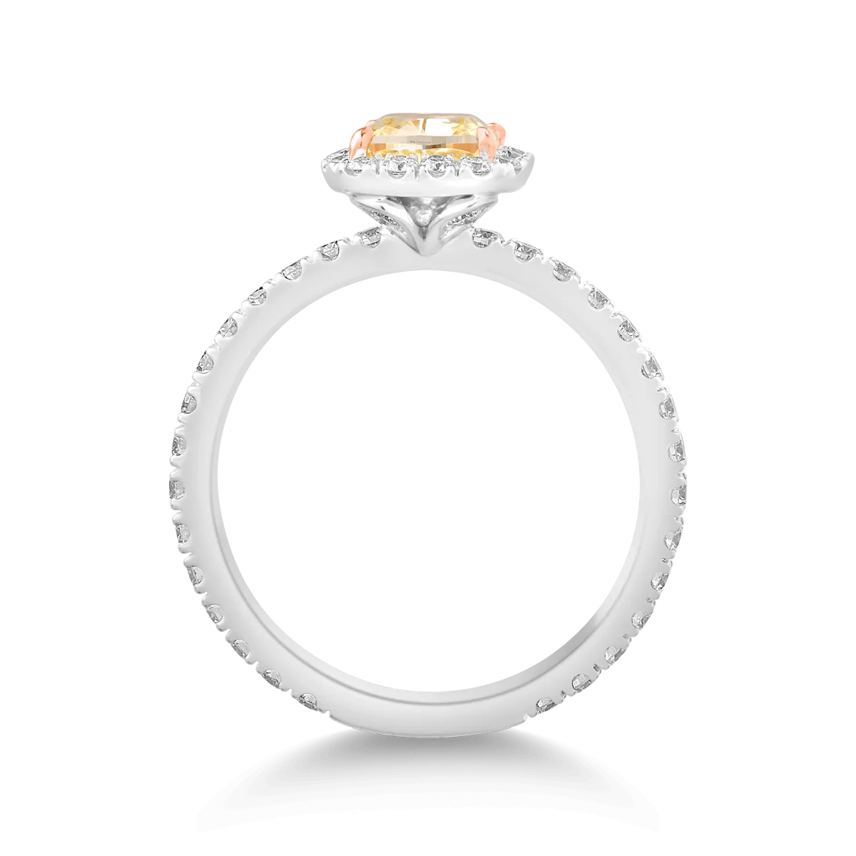 18k fehér aranygyűrű 1ct gyémánt díszítéssel és gyémántokkal 0,64ct