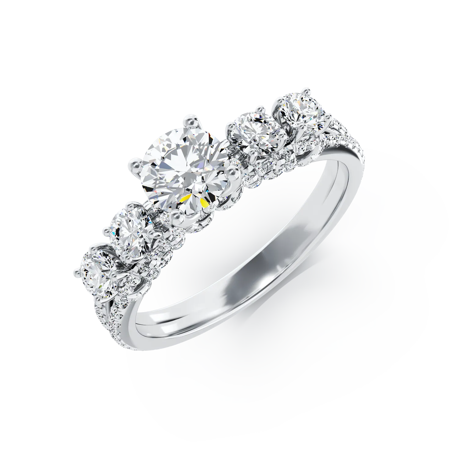 18K white gold engagement ring with 0.63ct diamond and 0.82ct diamonds