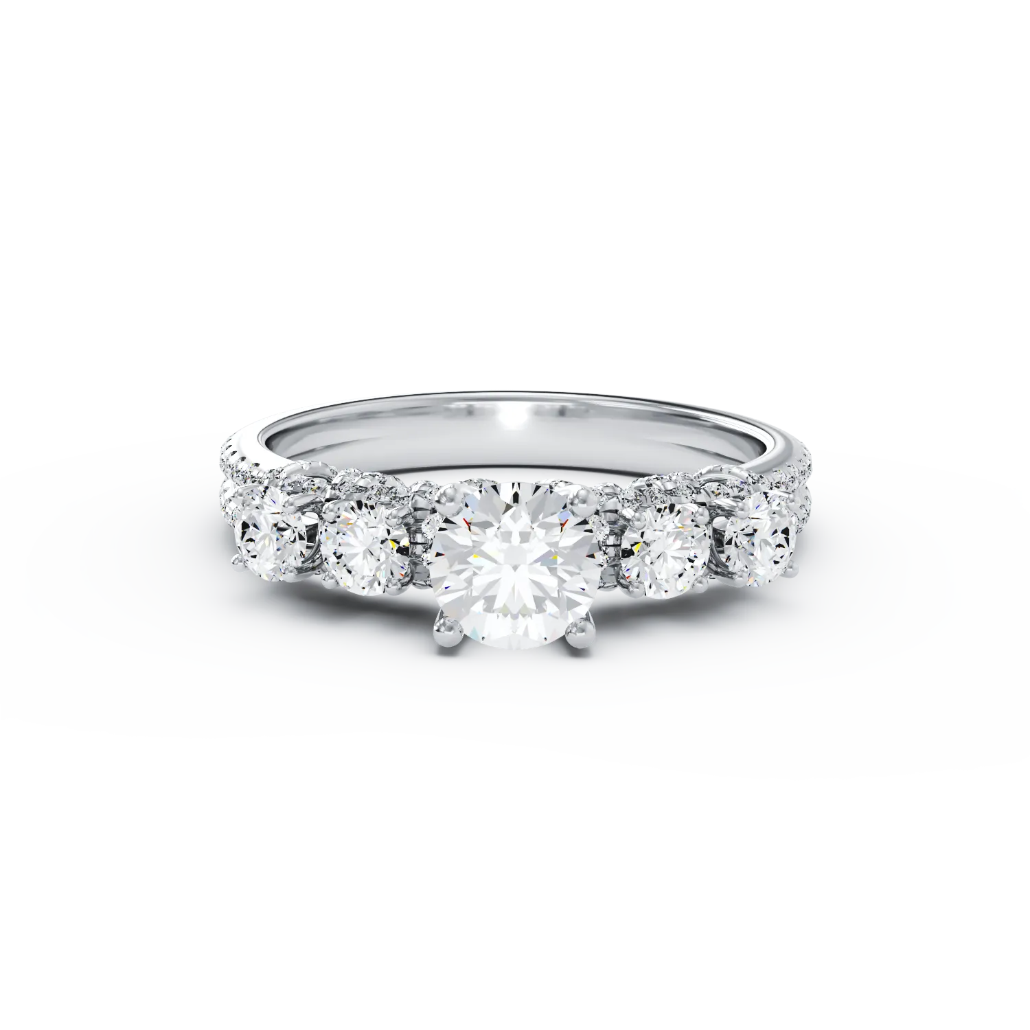 18K white gold engagement ring with 0.63ct diamond and 0.82ct diamonds