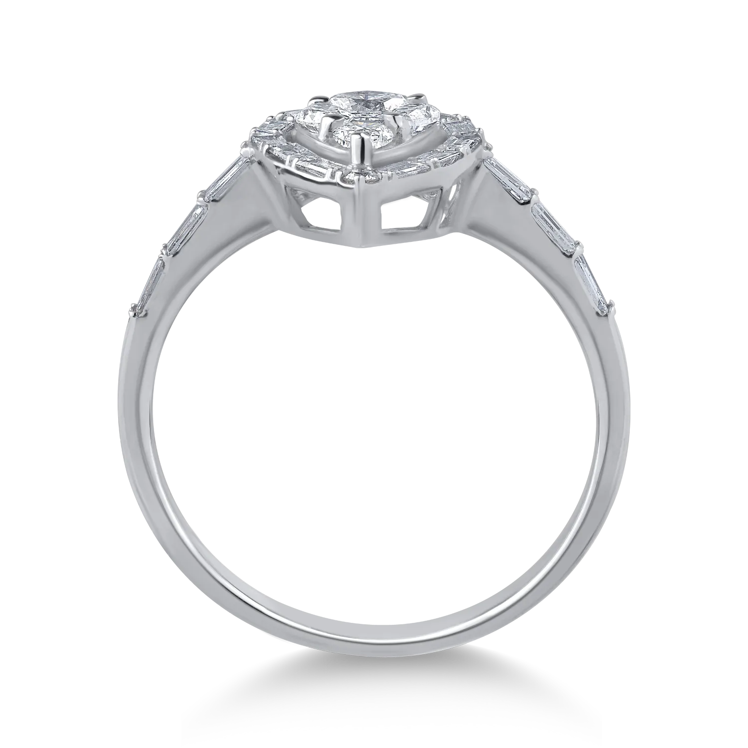 Inel din aur alb cu diamante baguette de 0.93ct