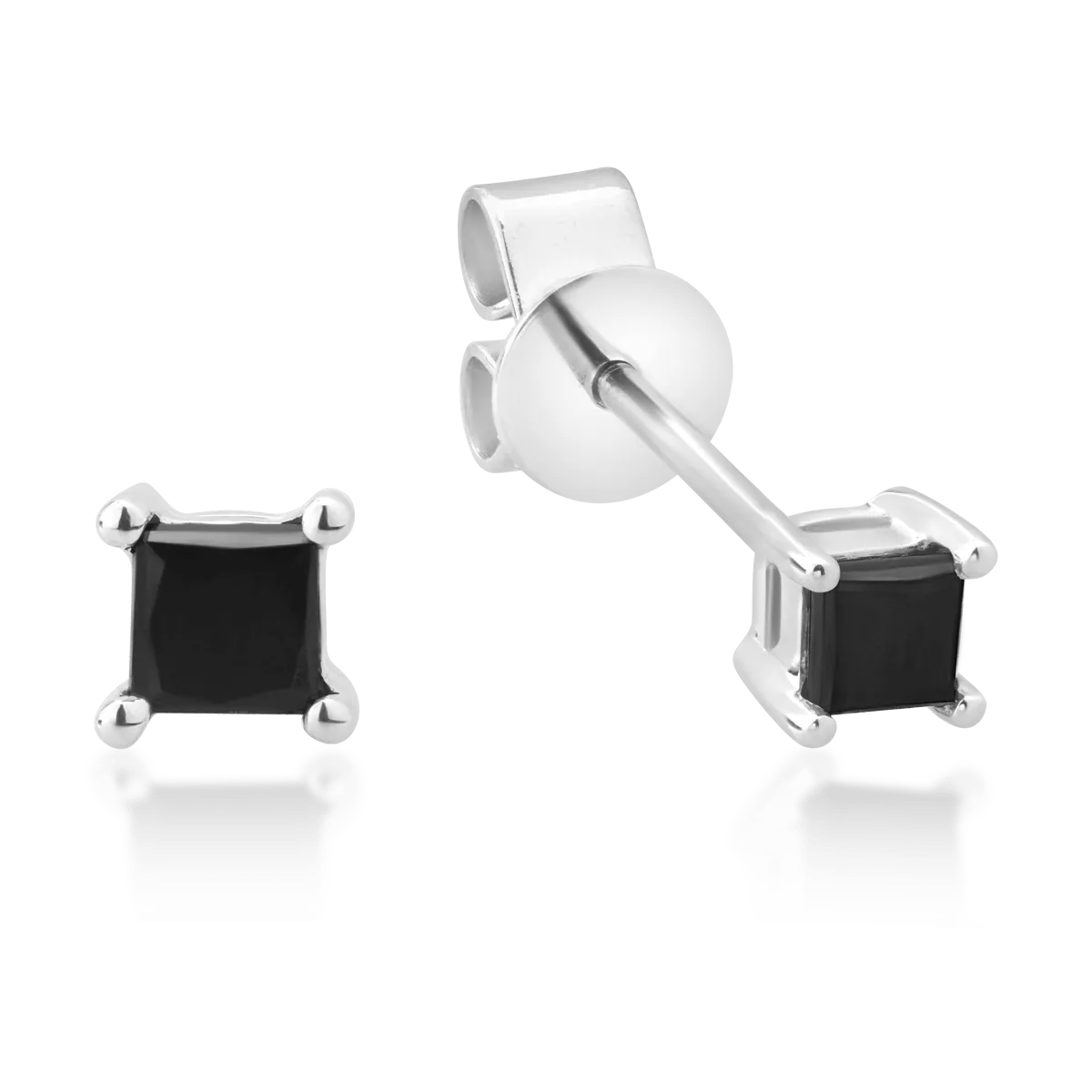 14K white gold earrings with 0.133ct black diamonds