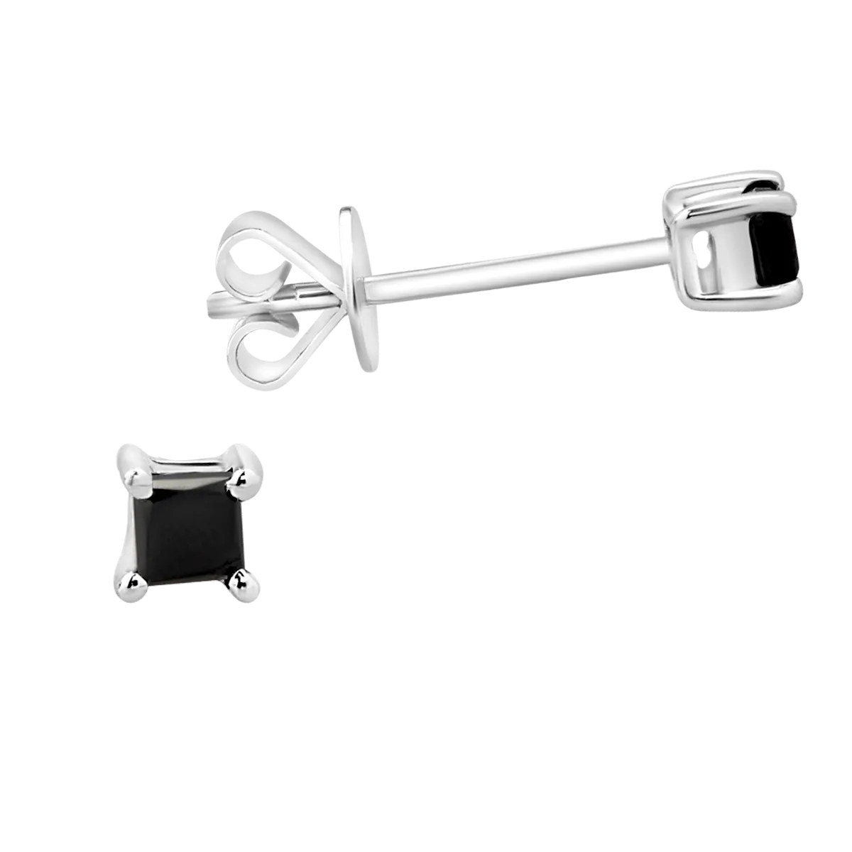 14K white gold earrings with 0.133ct black diamonds