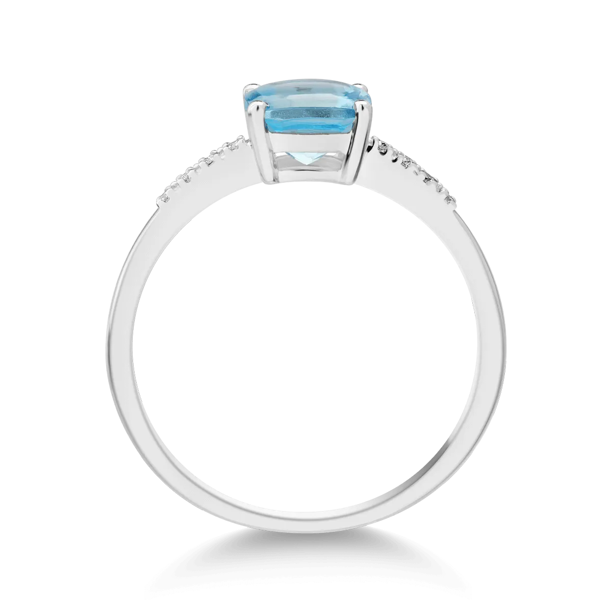 Inel din aur alb de 14K cu topaz swiss blue de 1.218ct si diamante de 0.023ct - 1 | YEO