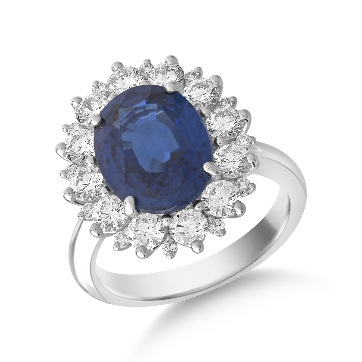 18K white gold ring with 4.96ct sapphire and 1.37ct diamonds