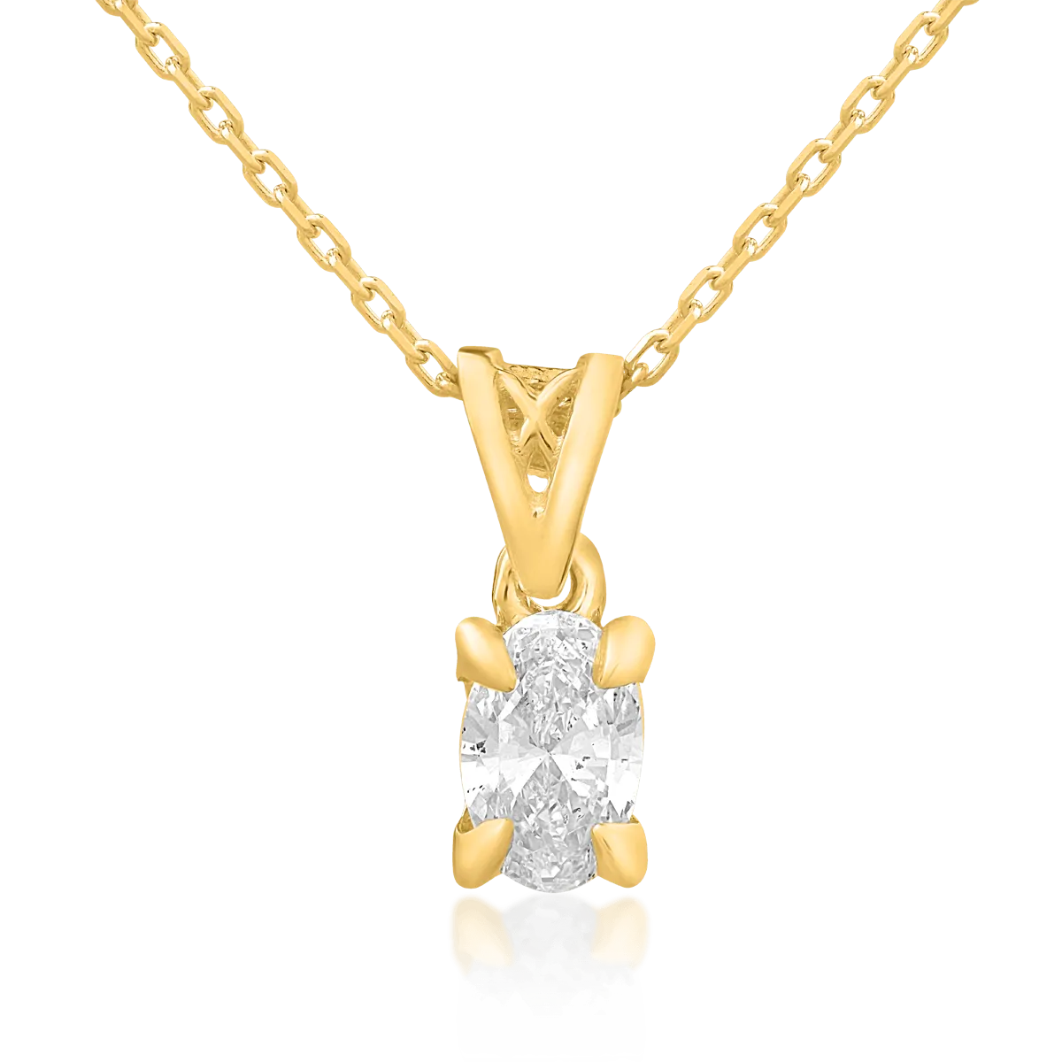 Lant cu pandantiv din aur galben cu diamant oval de 0.3ct