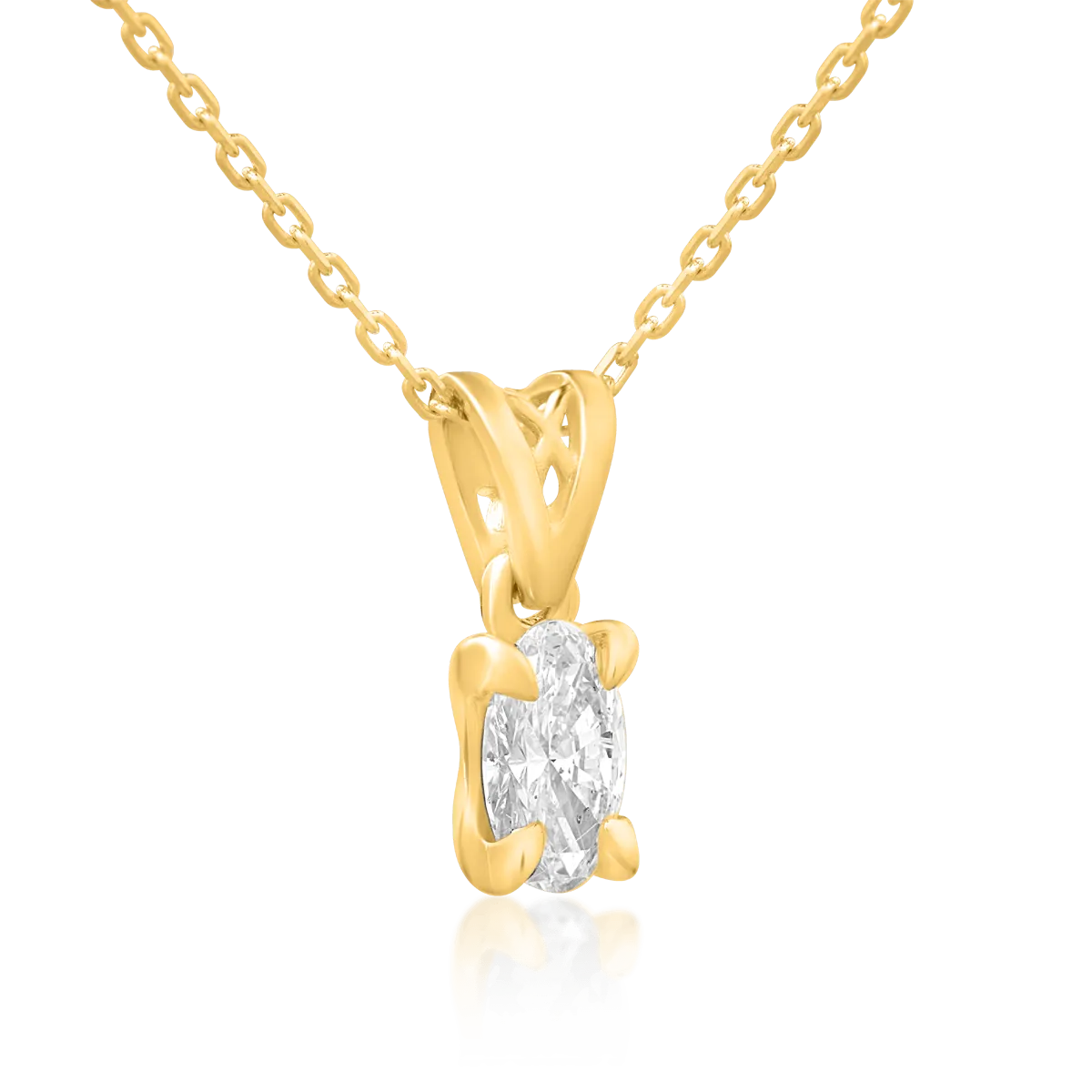 18K yellow gold pendant chain with diamond of 0.3ct