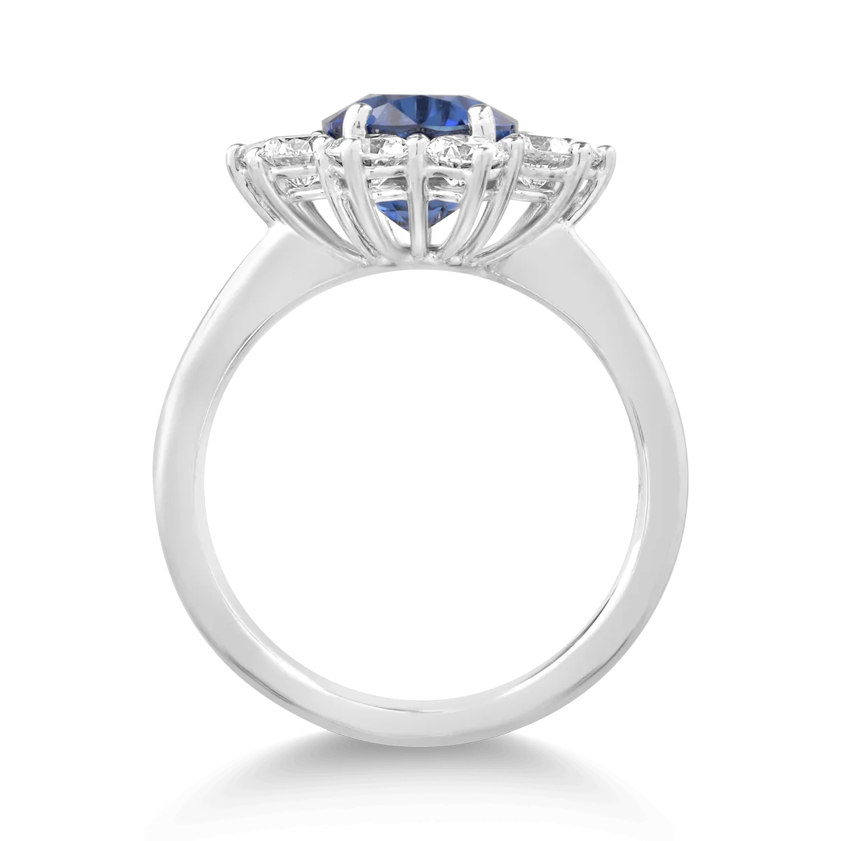 Gyűrű 18K-os fehér aranyból 3.42ct zafírral és 1.62ct gyémánttal