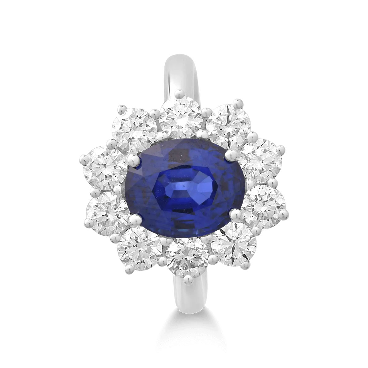 18K white gold ring with 3.42ct sapphire and 1.62ct diamonds