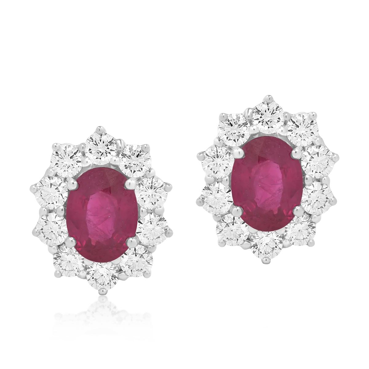 Cercei din aur alb de 18K cu rubine de 3.02ct si diamante de 1.76ct