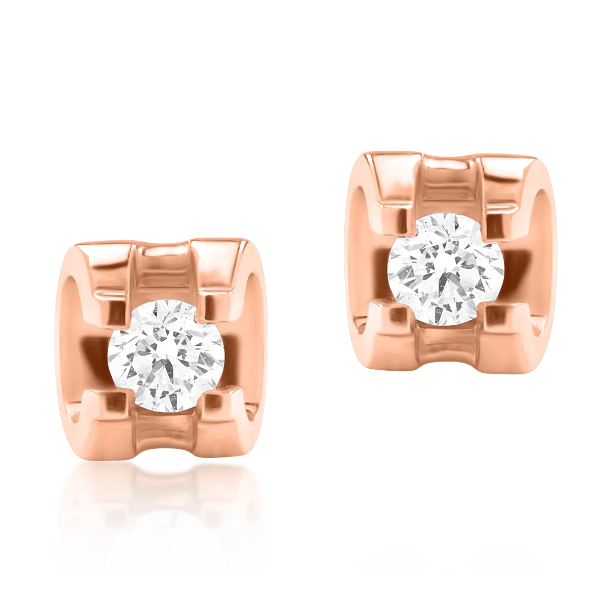 Cercei din aur roz de 18K cu diamante de 0.17ct-112092