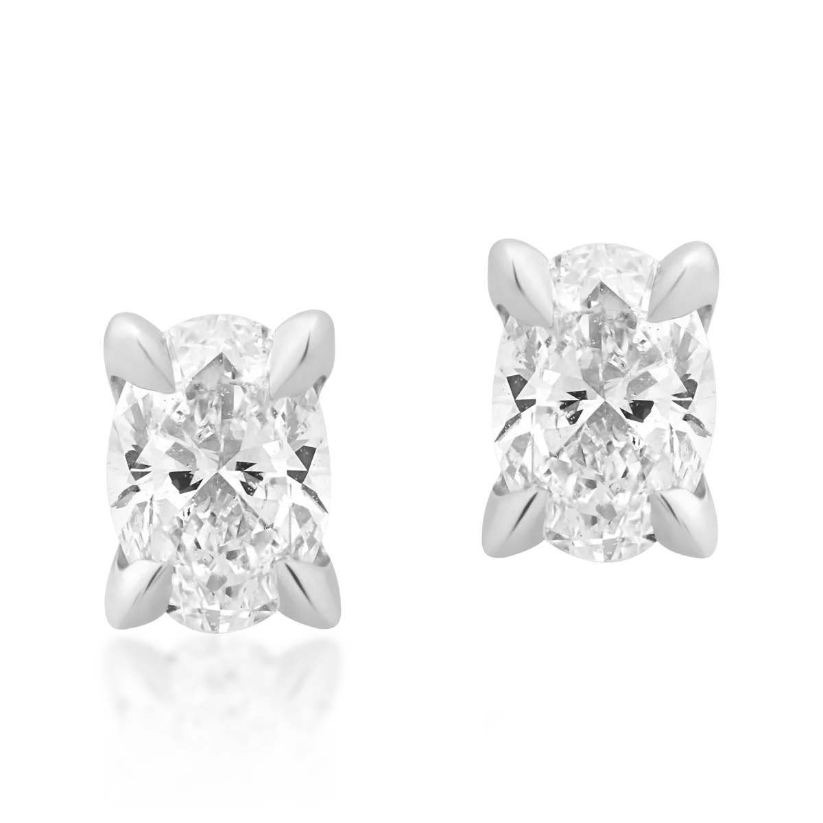 Teilor Cercei din aur alb cu diamante ovale de 0.6ct