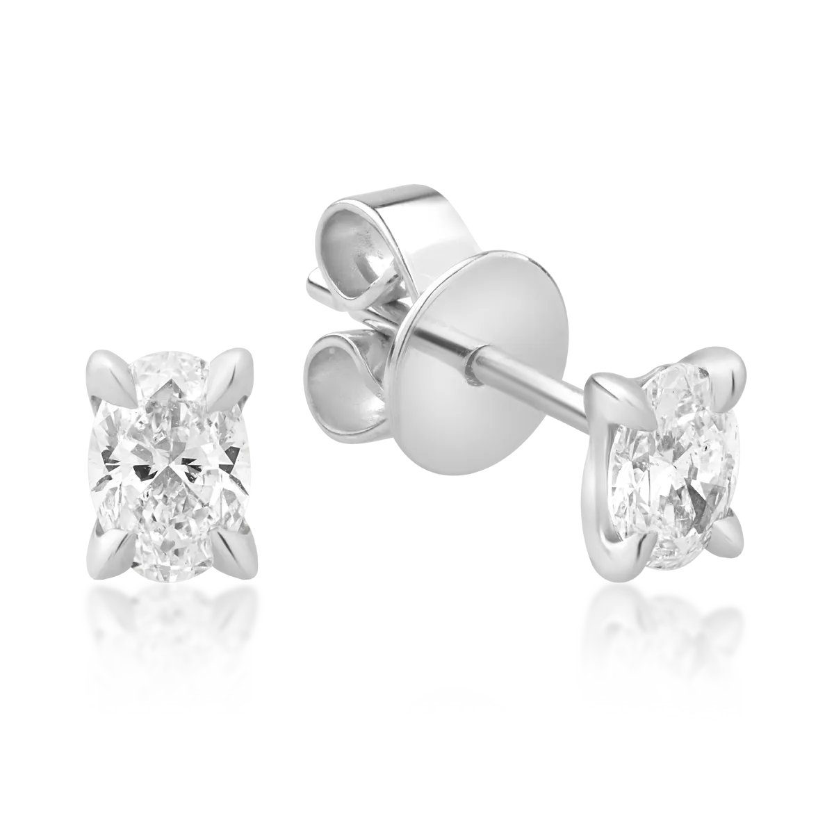 Teilor Cercei din aur alb cu diamante ovale de 0.6ct