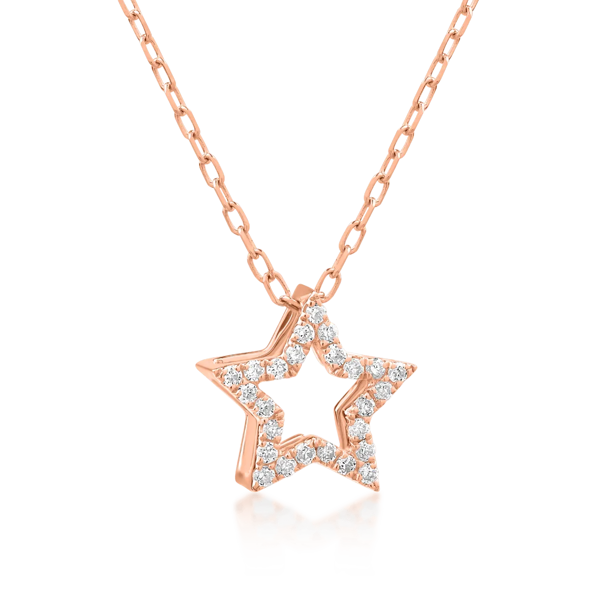 18K rose gold star pendant necklace with 0.59ct diamonds
