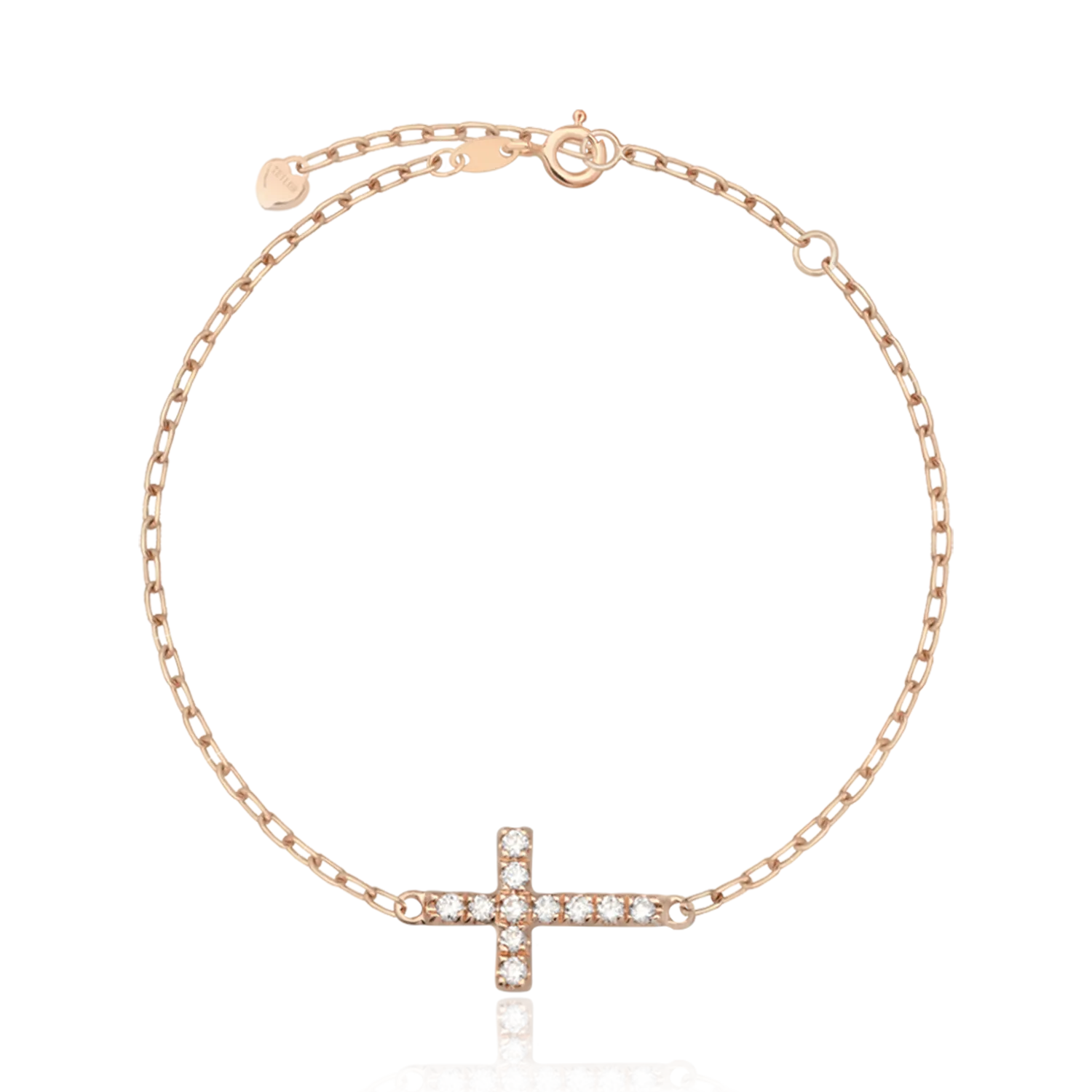 18K rose gold cross bracelet with 0.058ct diamonds