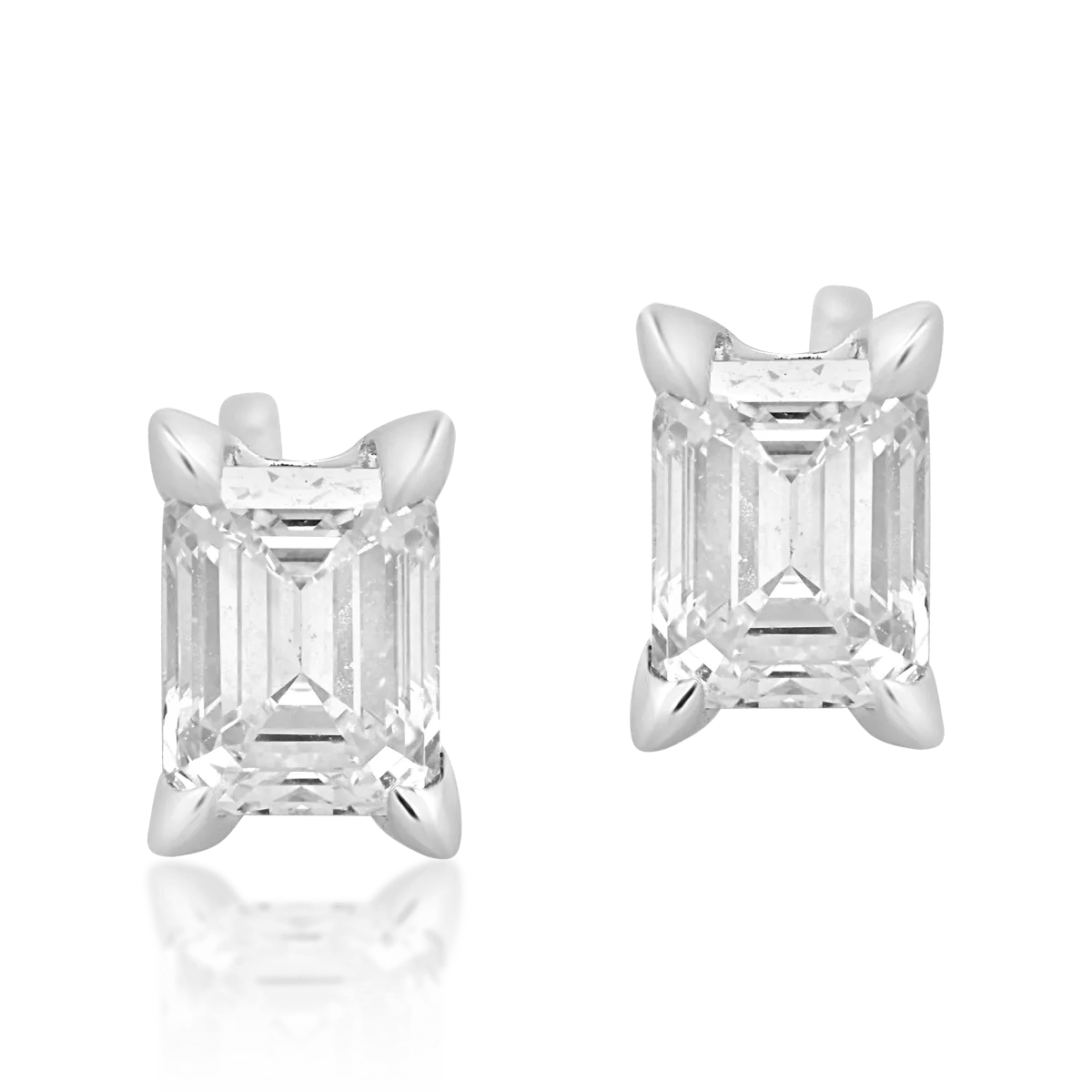 Cercei din aur alb cu diamante emerald de 0.8ct