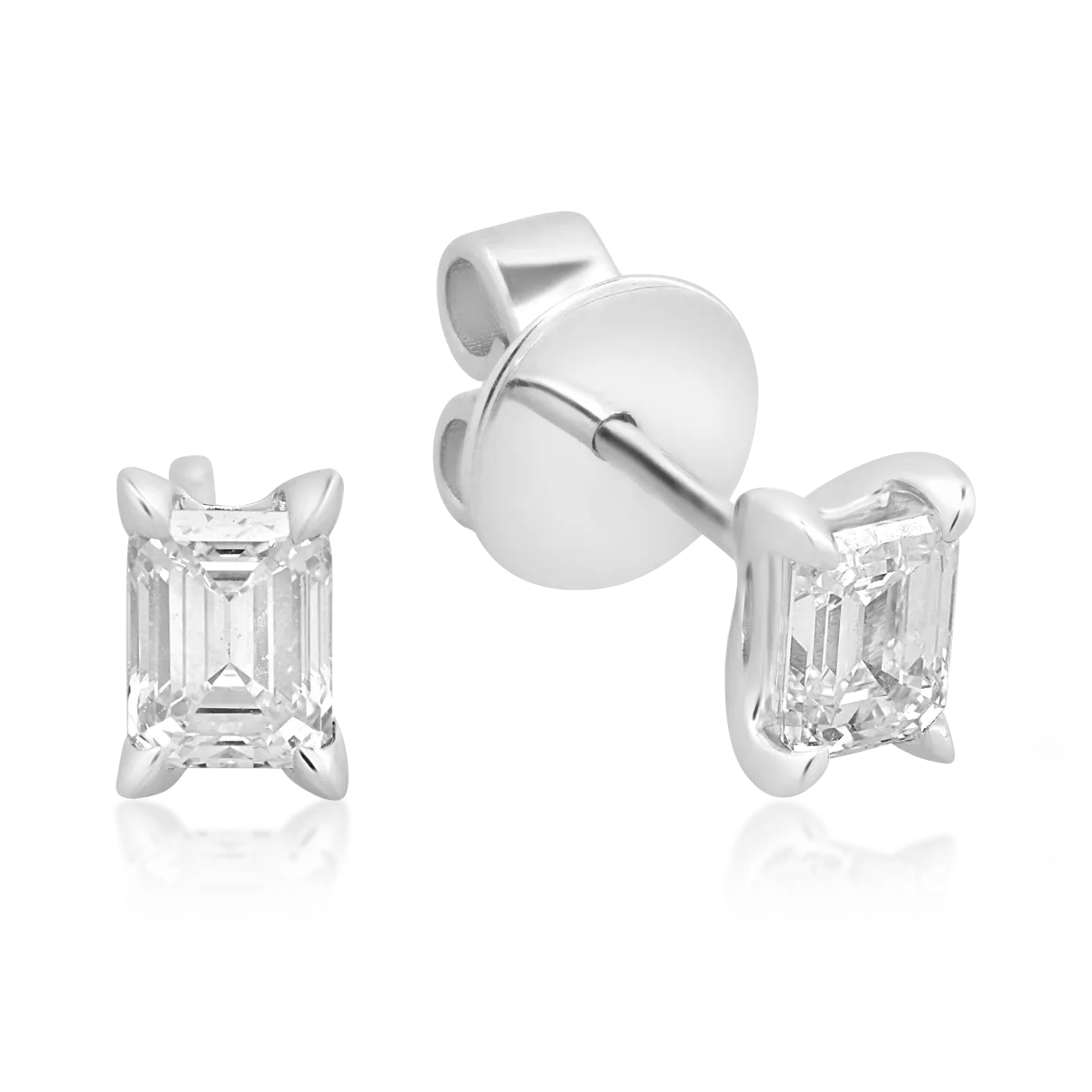 Cercei din aur alb cu diamante emerald de 0.8ct