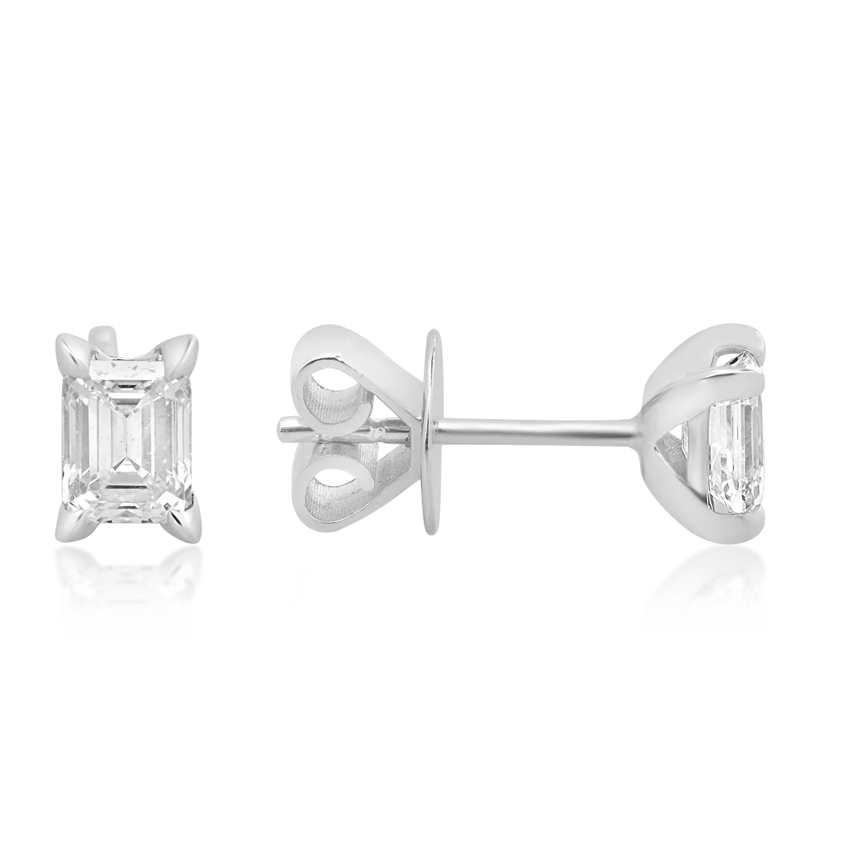 Cercei din aur alb cu diamante emerald de 0.8ct