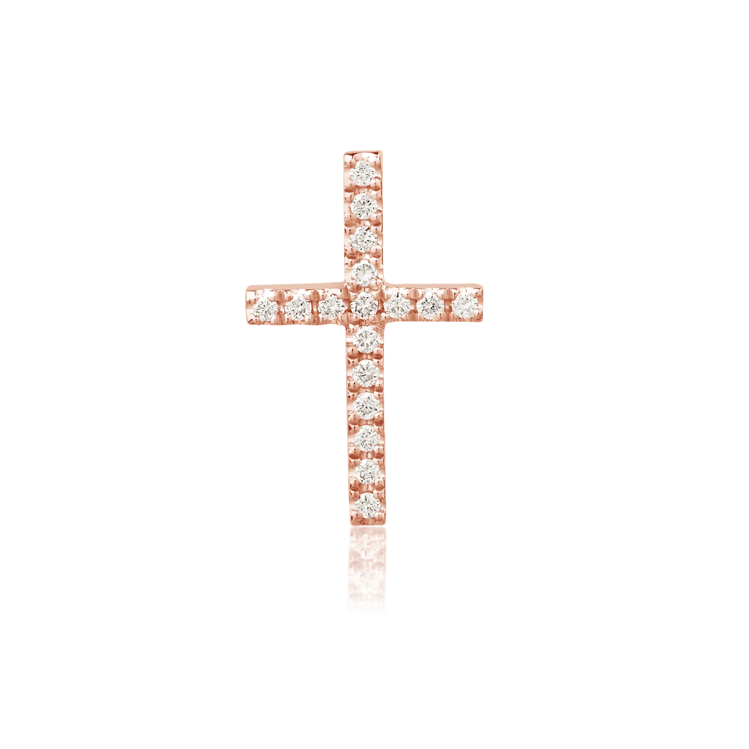 Pandantiv cruce din aur roz cu diamante de 0.066ct